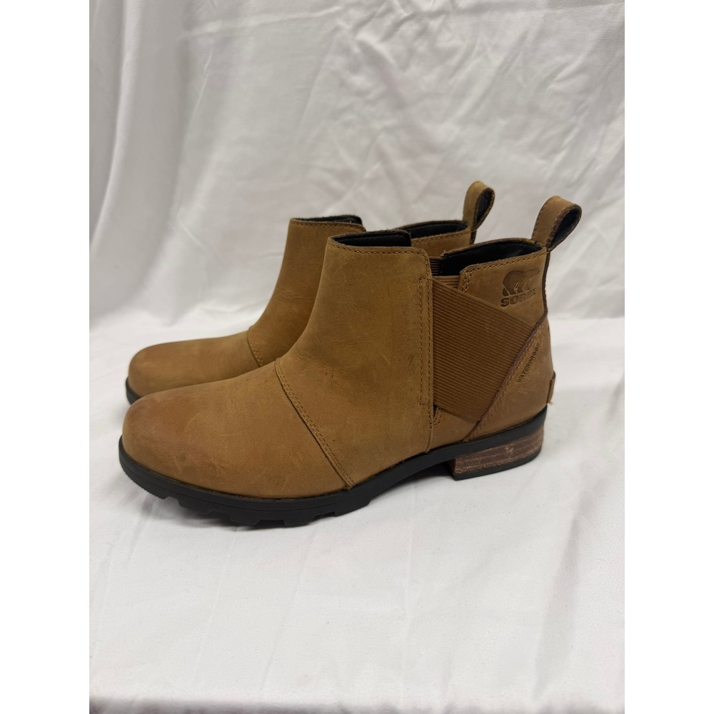 Sorel Women's Emelie‎ Waterproof Camel Brown Suede Outdoor Chelsea Boots Sz 7.5